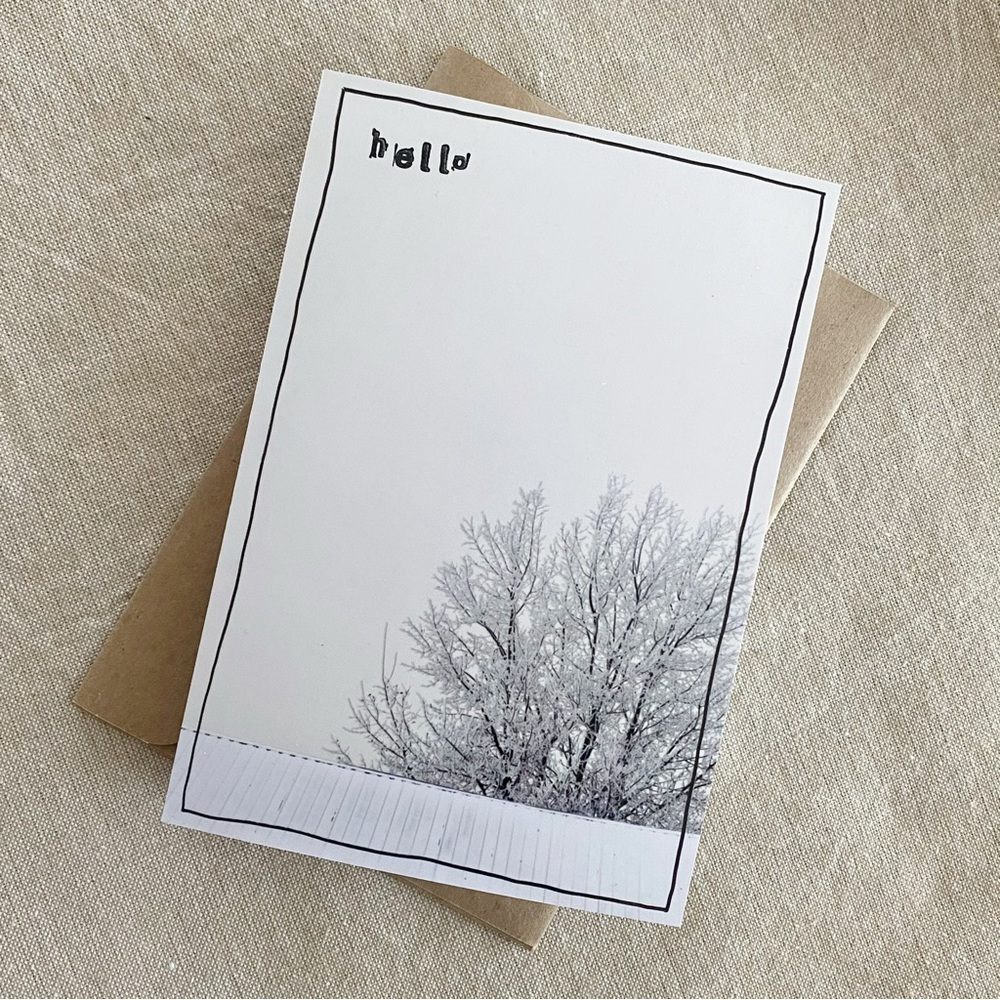 4/$20- Handmade Winter “Hello” Greeting Card